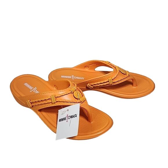 Minnetonka Tangerine Silverthorne Prism Flip Flop Sandals Womens Size 5 NEW - Picture 1 of 12